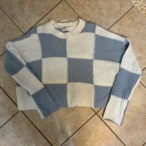 Moon Madison blue checkered crop sweater small